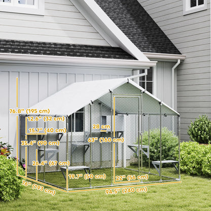 94.5" Large Metal Outdoor Catio, Waterproof Cover, 2 Resting Boxes, 7 Platforms Outdoor Cat Enclosures at Gallery Canada