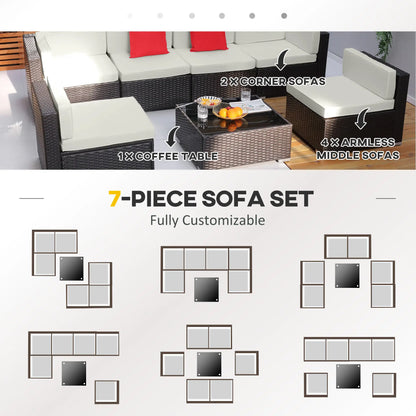7 Piece Patio Sofa Set, Outdoor Wicker Sectional, Dark Brown & Beige, Dark Brown & Beige Patio Furniture Sets at Gallery Canada