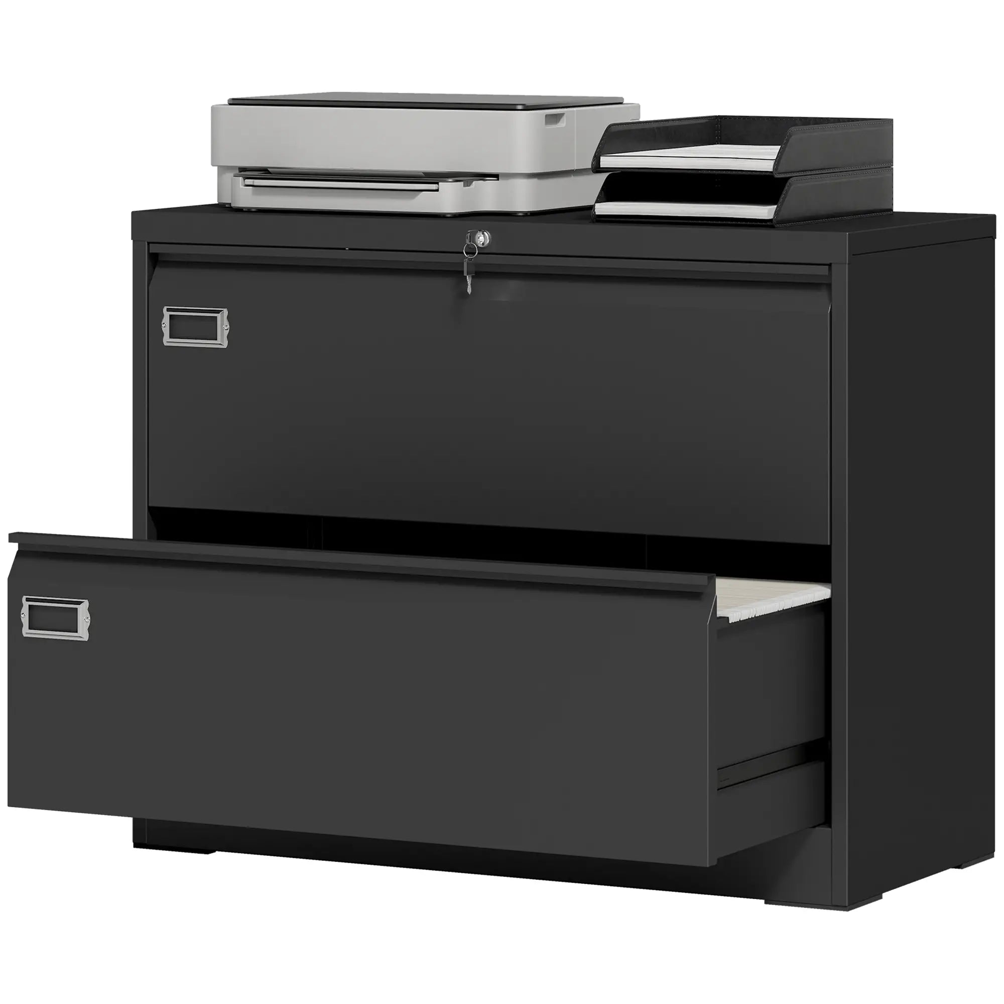 2 Drawer Lateral Filing Cabinet, Lockable Steel, A4 Letter Legal Size, Black Office Cabinets & Cupboards Black at Gallery Canada