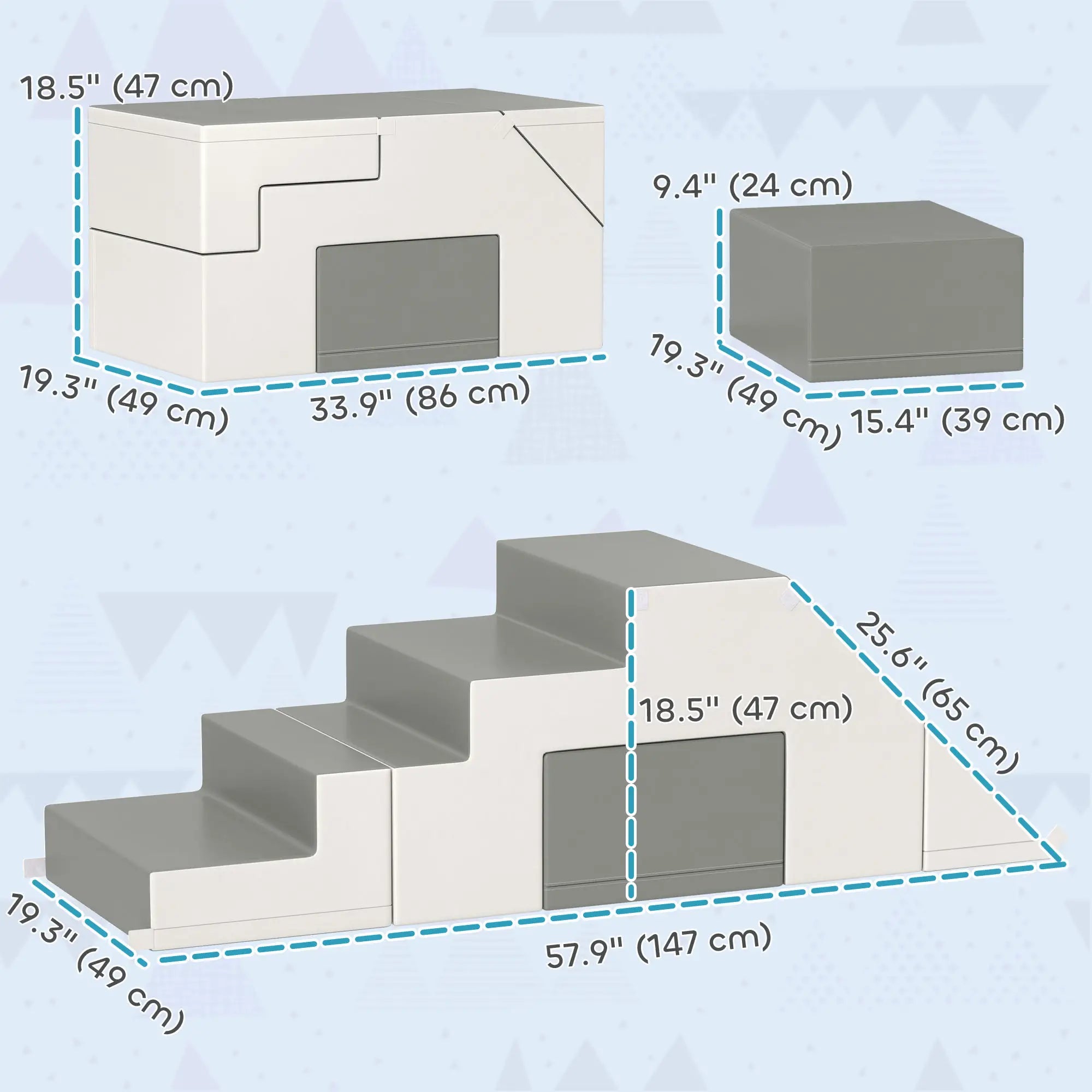 2-Piece Soft Play Kids Foam Set, for Crawl and Climb, Light Grey Kids Gym & Playmats at Gallery Canada