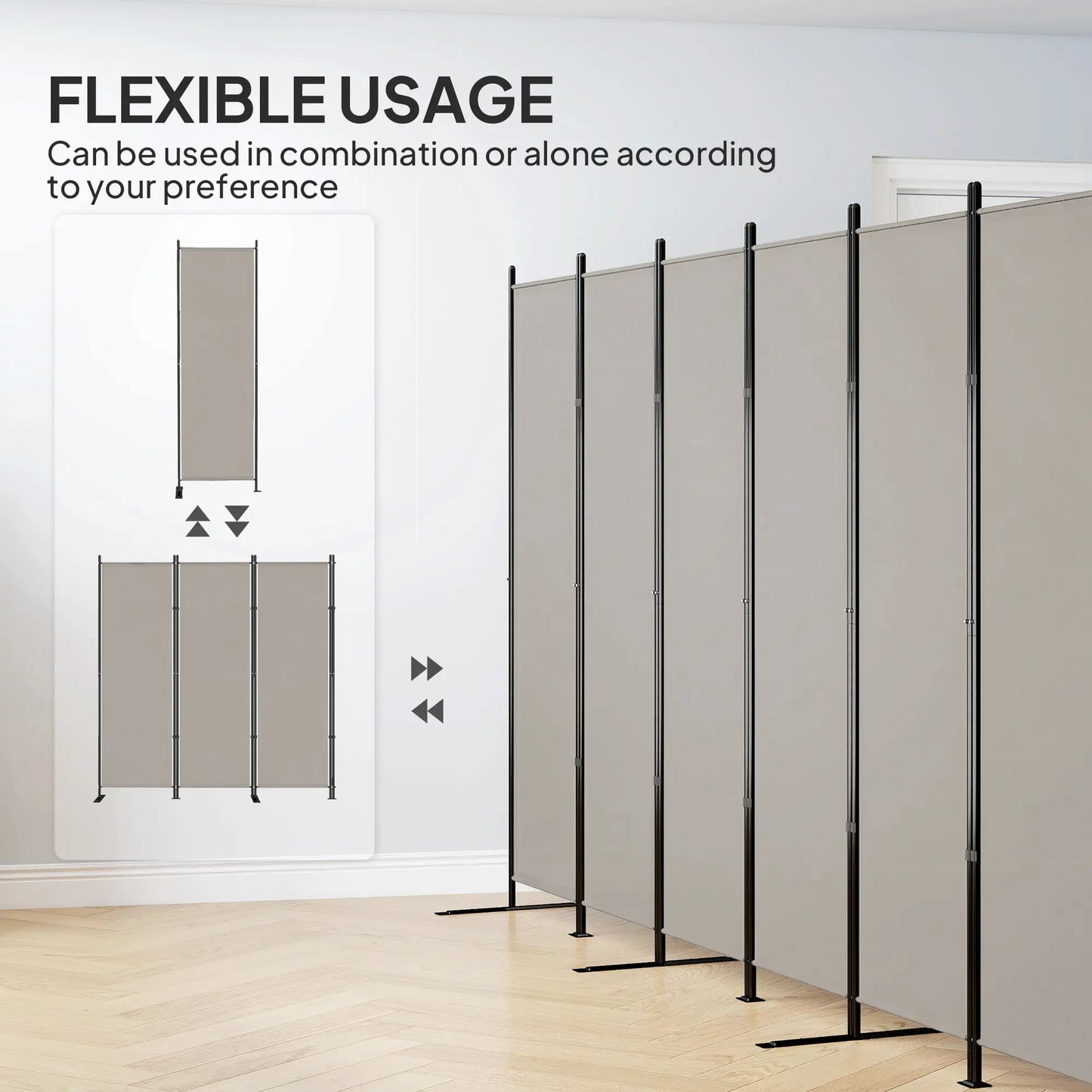 6 Ft Folding Room Divider, Portable Privacy Screen, Beige Room Dividers at Gallery Canada