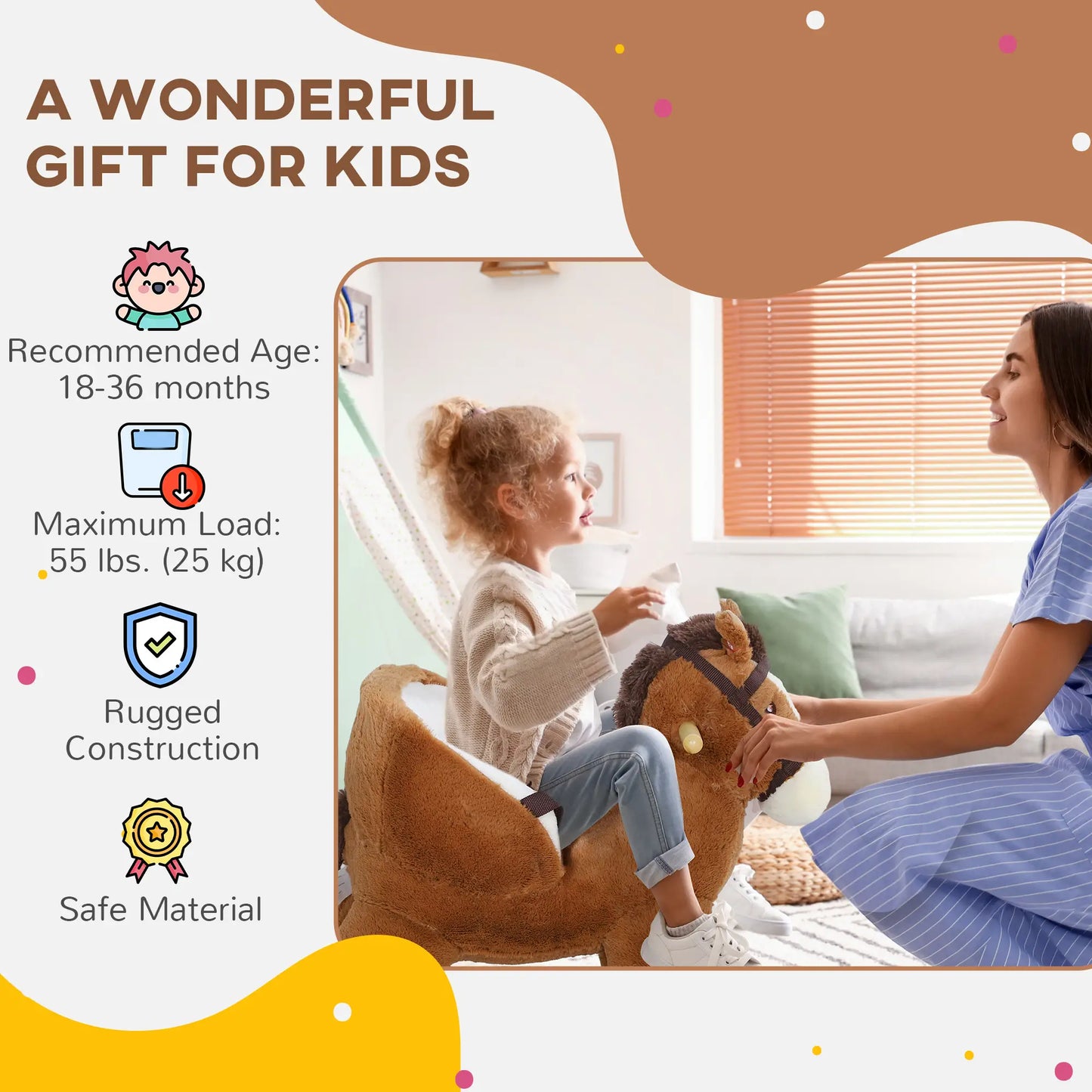 Plush Baby Rocking Horse, Animal Rocker for Toddlers 18-36 Months Rocking Horses at Gallery Canada