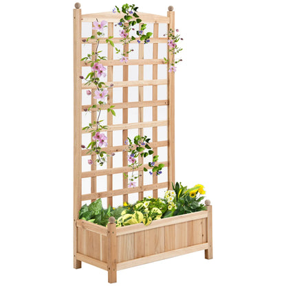 24" x 12" x 49" Raised Garden Bed, Trellis Board Back, Strong Wooden Design Elevated Garden Beds Natural at Gallery Canada