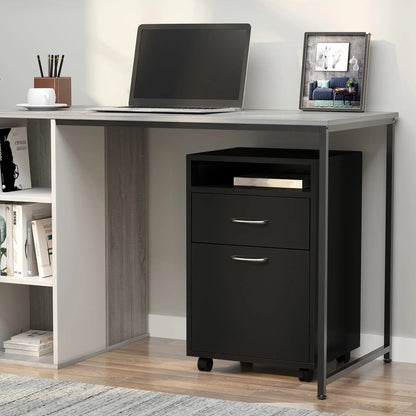 24" Small Filing Cabinet, Open Compartment, Drawer, Wheels, Black Office Cabinets & Cupboards at Gallery Canada