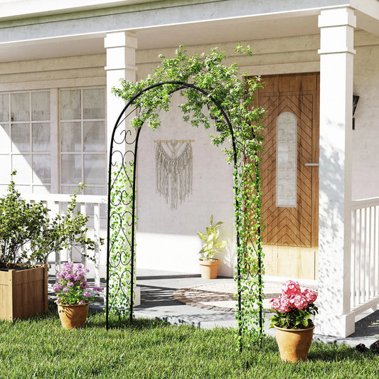 Steel Garden Arch, 7.5' Arbor Trellis for Climbing Plants, Roses Garden Arches Black at Gallery Canada