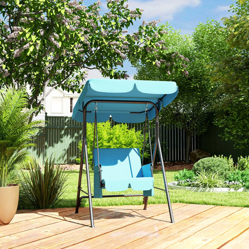 Outdoor Porch Swing, Adjustable Canopy, Removable Cushion, 1-Seat