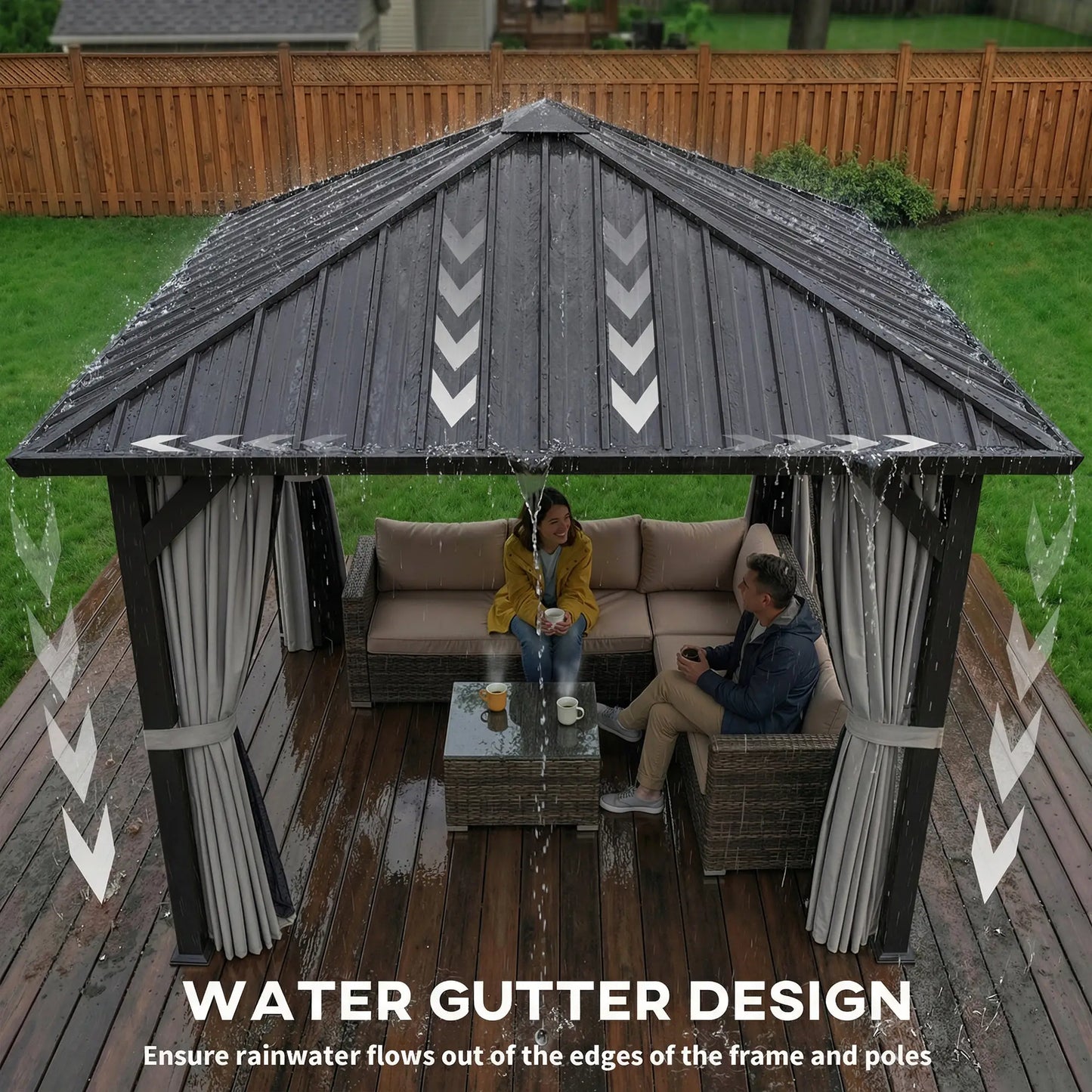 10' X 10' Hardtop Gazebo With Steel Roof, Netting & Curtains, Steel Gazebos at Gallery Canada