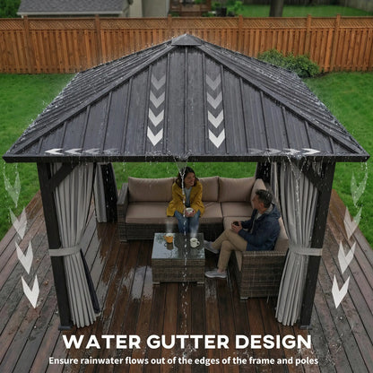 10' X 10' Hardtop Gazebo With Steel Roof, Netting & Curtains, Steel Gazebos at Gallery Canada
