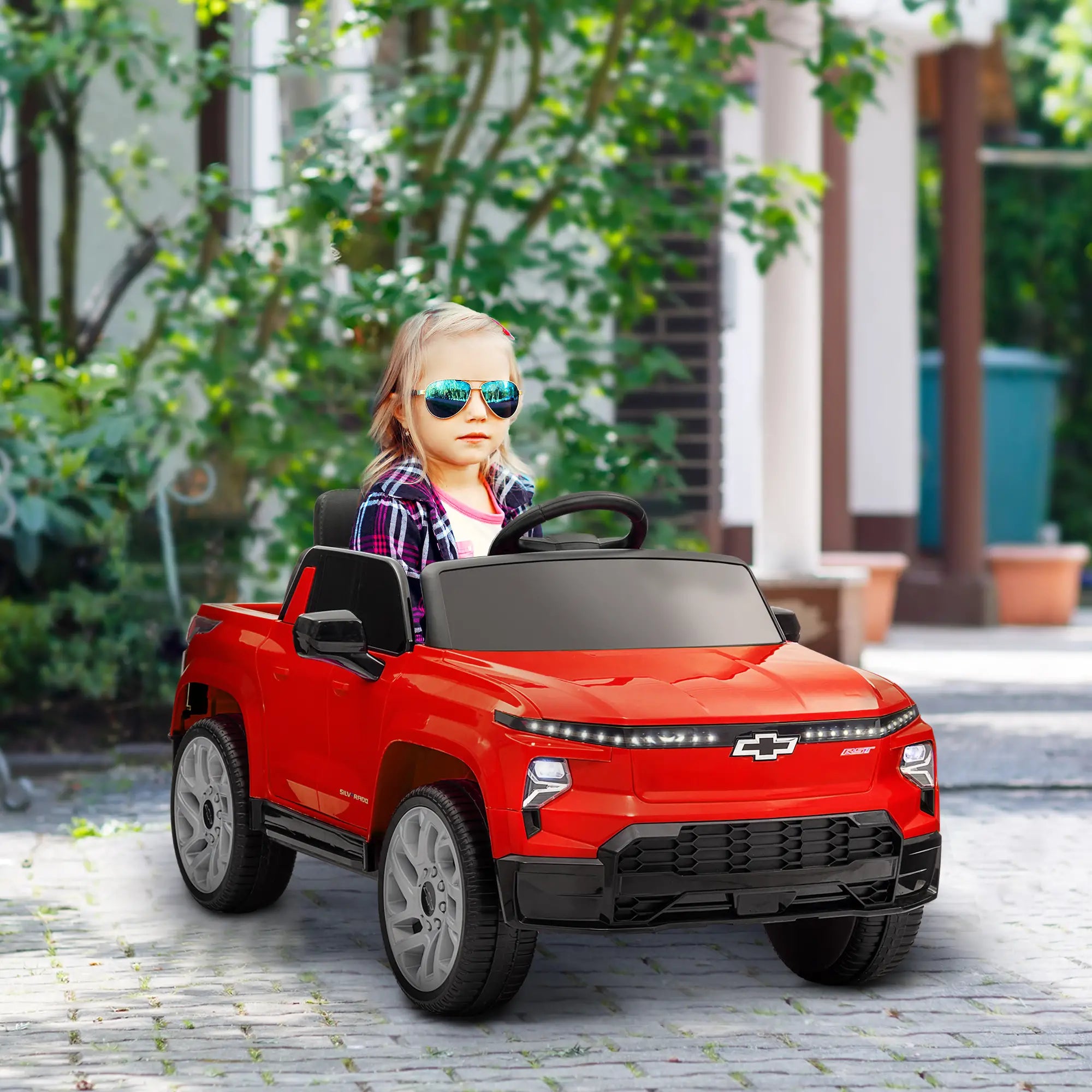 12V Chevrolet Silverado EV RST Licensed Kids Car, Remote Control, Red Electric Toy Cars at Gallery Canada