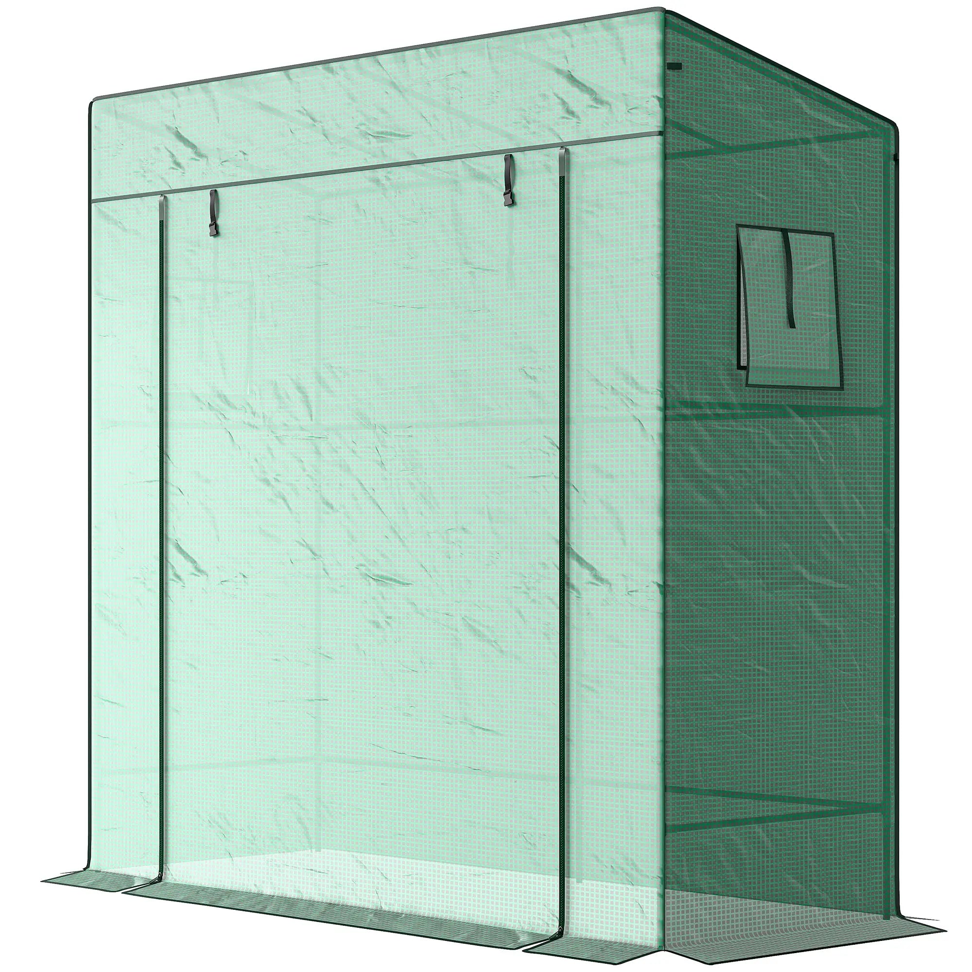 Walk-In Tomato Greenhouse, Reinforced PE Cover, Roll-Up Door, Mesh Windows, Green Greenhouses Green at Gallery Canada