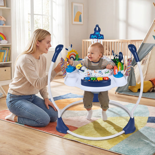 Baby Activity Center, Jumper Bouncer, 6 Interactive Toys, Lights Music, Blue High Chairs Blue at Gallery Canada