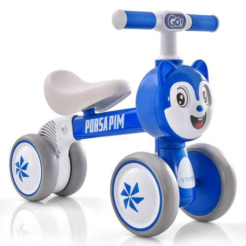 Baby Balance Bike No Pedal Lightweight Infant 4 Wheels Baby Bicycle, Blue