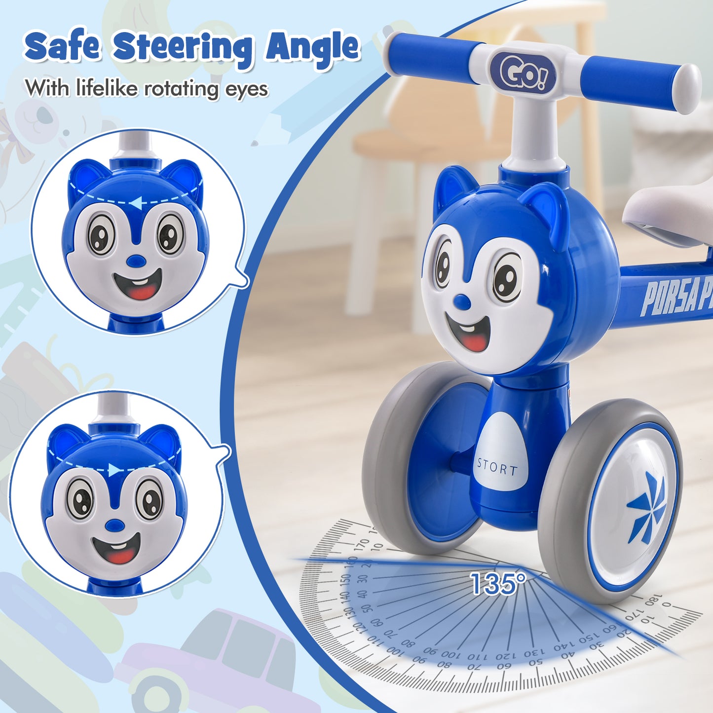 Baby Balance Bike No Pedal Lightweight Infant 4 Wheels Baby Bicycle, Blue Balance Bikes at Gallery Canada