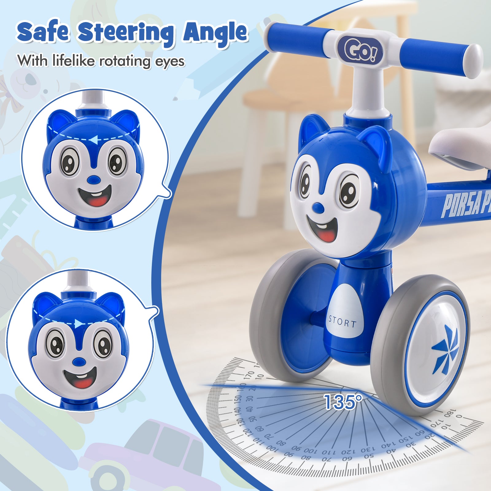 Baby Balance Bike No Pedal Lightweight Infant 4 Wheels Baby Bicycle, Blue Balance Bikes at Gallery Canada