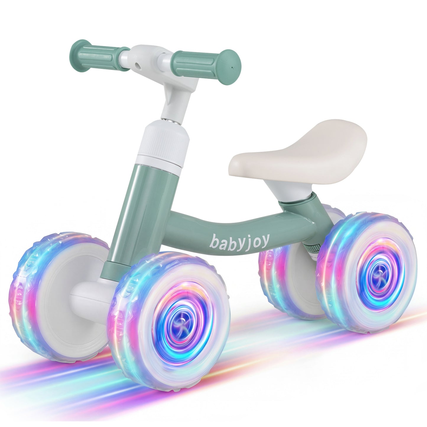 Baby Balance Bike, Adjustable Handlebar Seat, Lighting Wheels, Green Balance Bikes Green at Gallery Canada