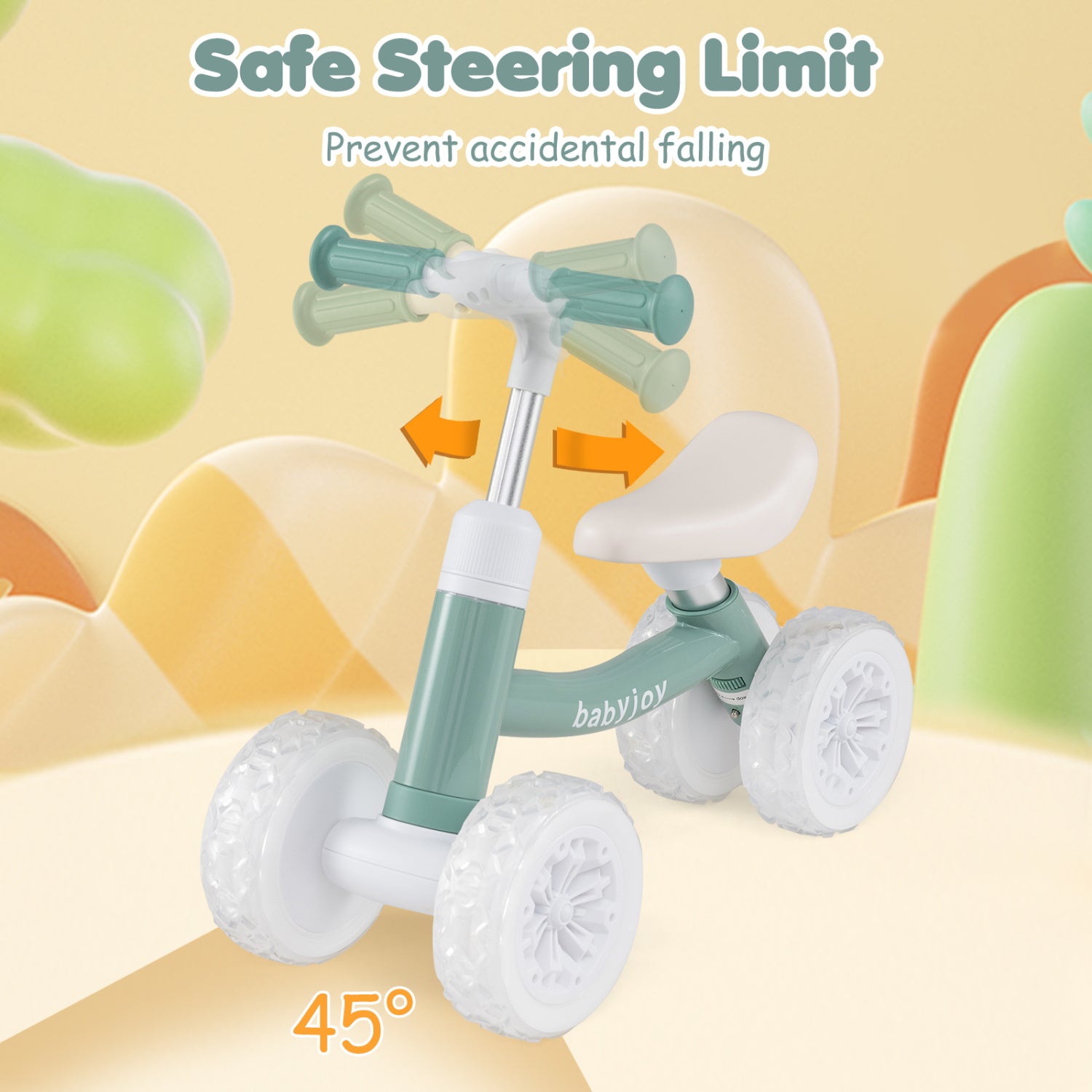 Baby Balance Bike, Adjustable Handlebar Seat, Lighting Wheels, Green Balance Bikes at Gallery Canada
