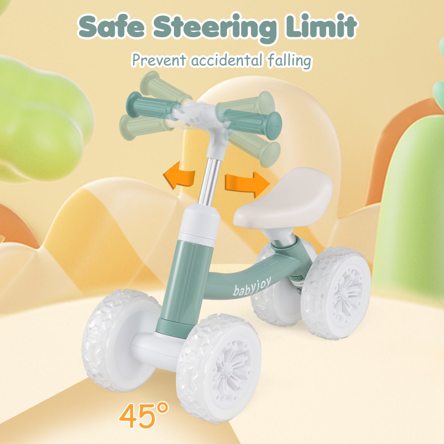 Baby Balance Bike, Adjustable Handlebar Seat, Lighting Wheels, Green Balance Bikes at Gallery Canada