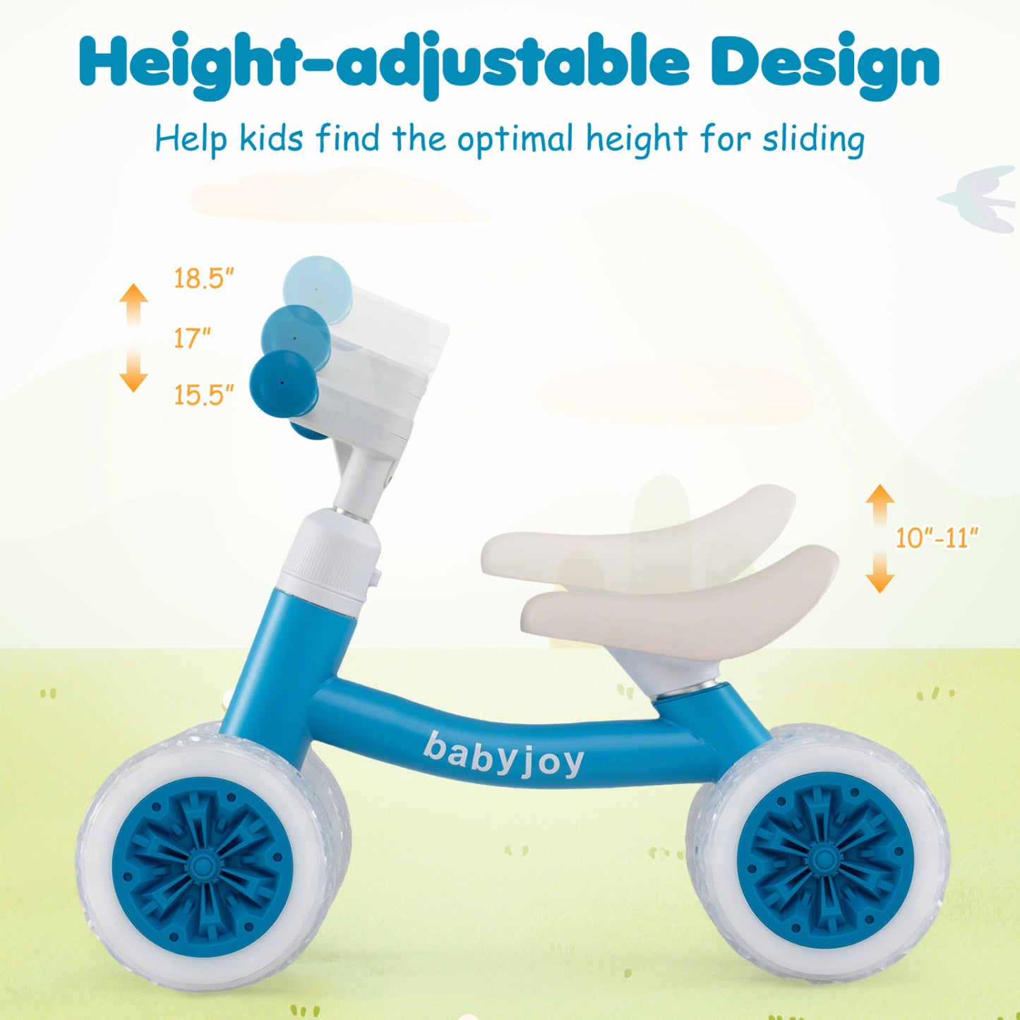 Baby Balance Bike, Adjustable Handlebar And Seat, Blue Balance Bikes at Gallery Canada