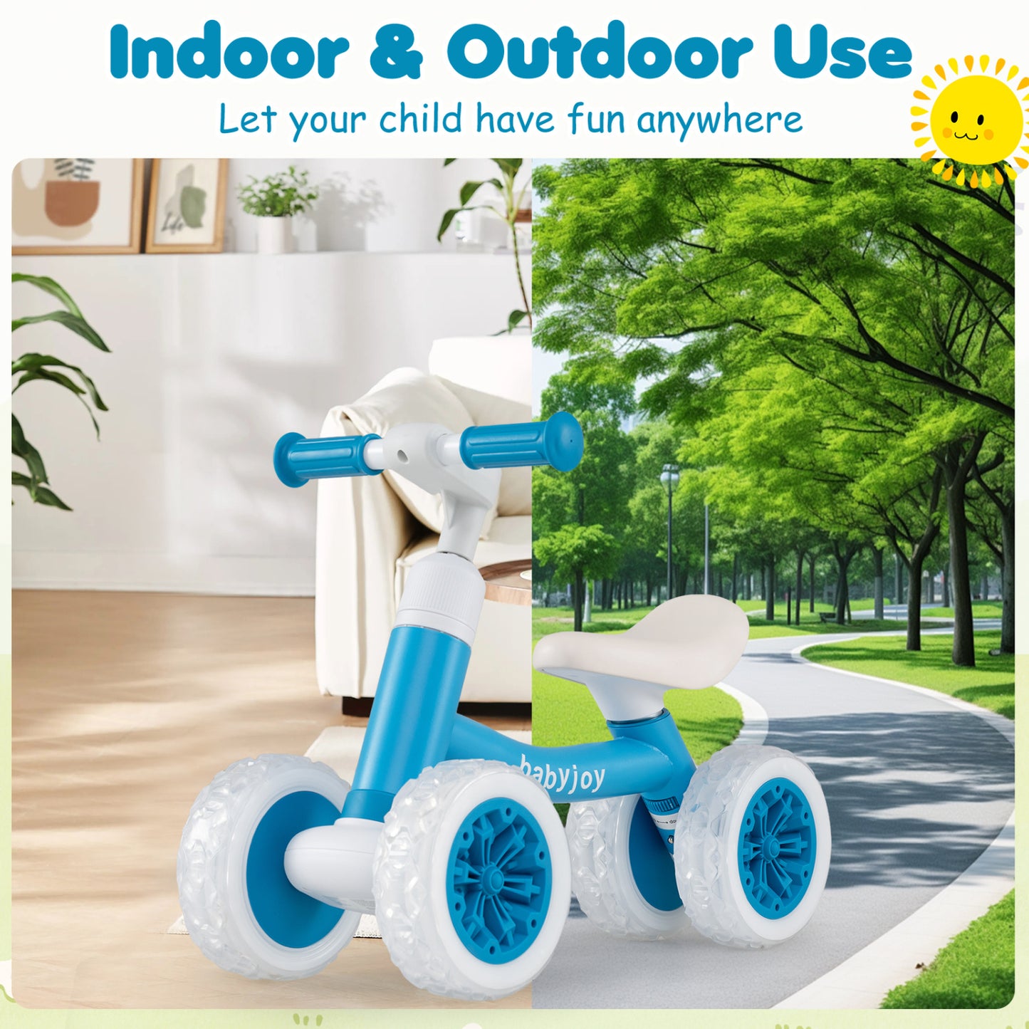 Baby Balance Bike, Adjustable Handlebar And Seat, Blue Balance Bikes at Gallery Canada