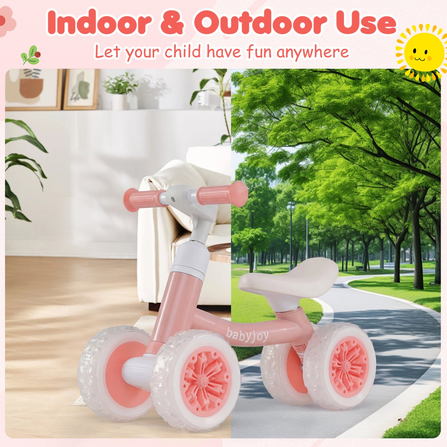 Baby Balance Bike, Adjustable Handlebar Seat, Pink Balance Bikes at Gallery Canada