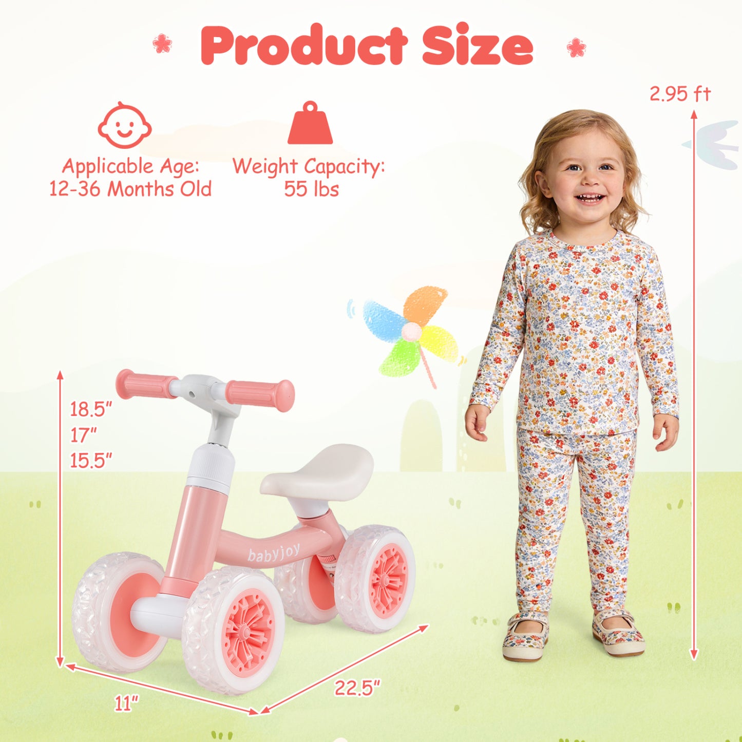 Baby Balance Bike, Adjustable Handlebar Seat, Pink Balance Bikes at Gallery Canada