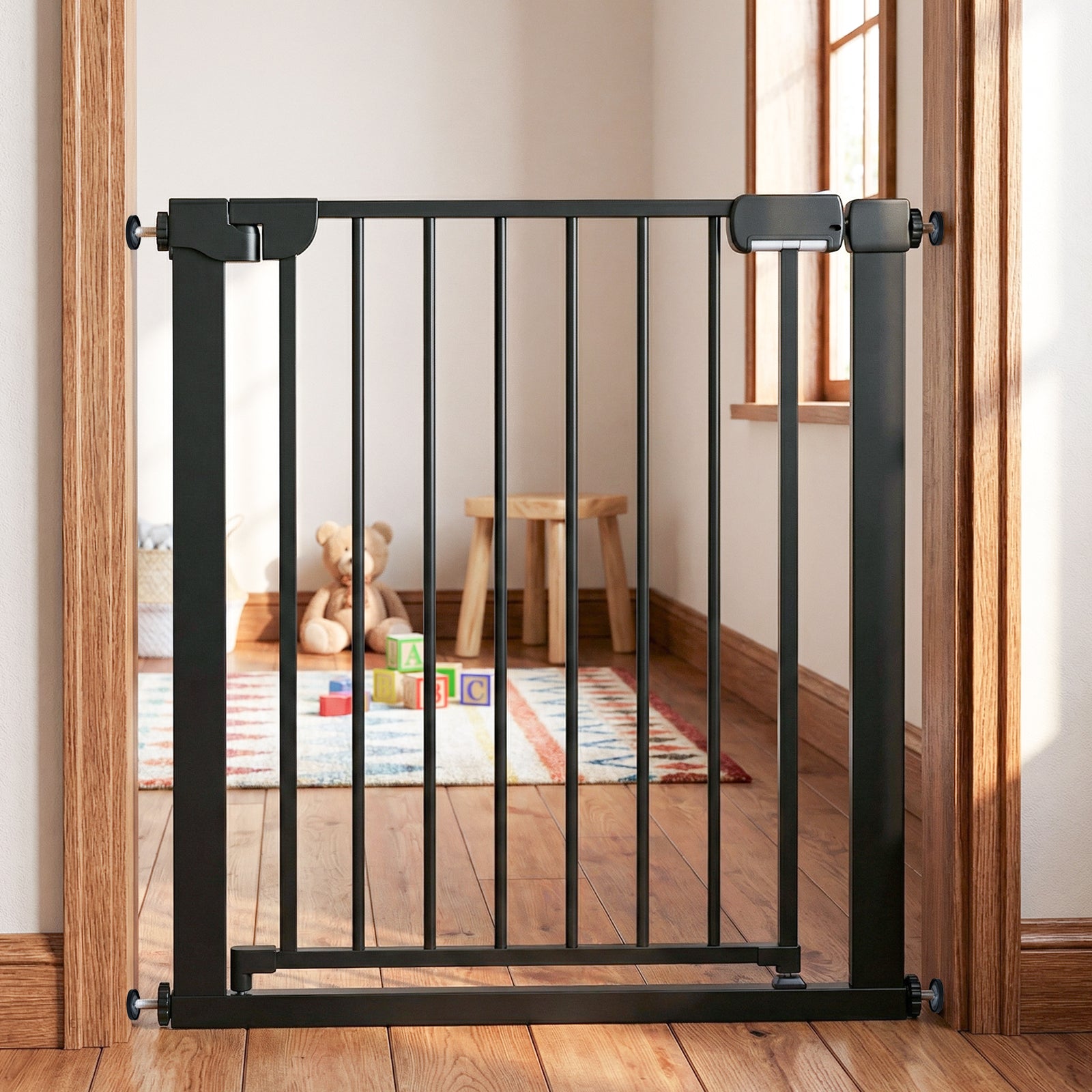 Auto-Close Baby Gate, Pressure Mounted, Black Pet Gate at Gallery Canada