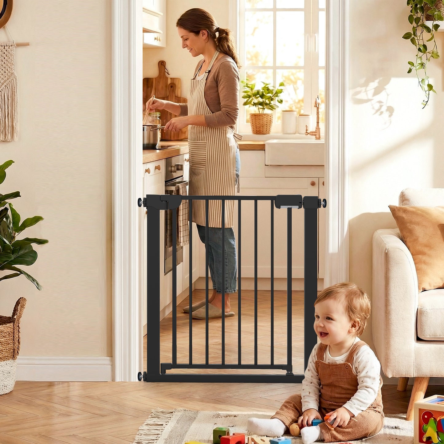 Auto-Close Baby Gate, Pressure Mounted, Black Pet Gate at Gallery Canada