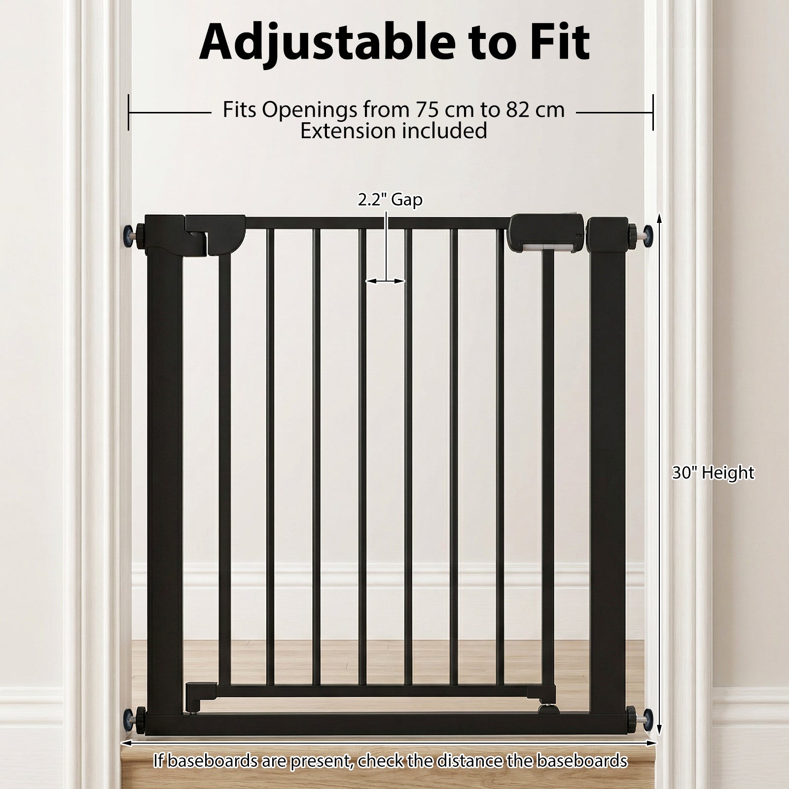 Auto-Close Baby Gate, Pressure Mounted, Black Pet Gate at Gallery Canada