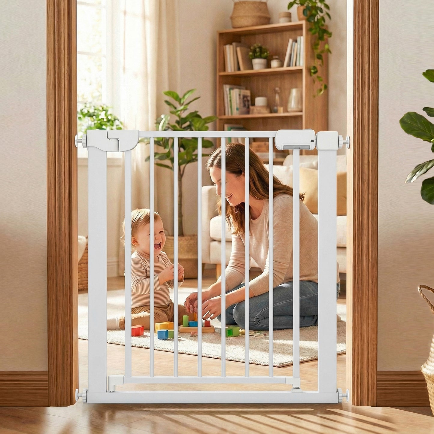 Pressure Mounted Auto-Close Baby Gate, White Pet Gate at Gallery Canada