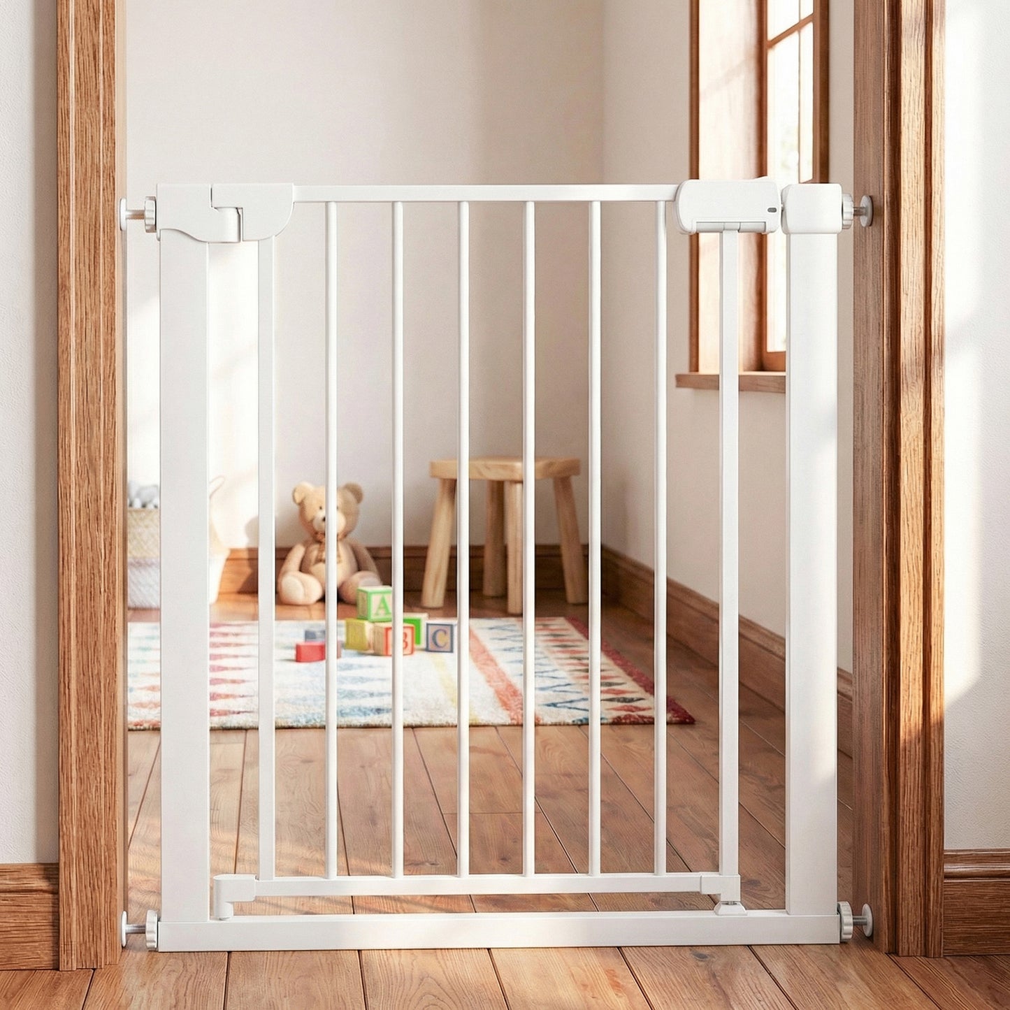 Pressure Mounted Auto-Close Baby Gate, White Pet Gate at Gallery Canada