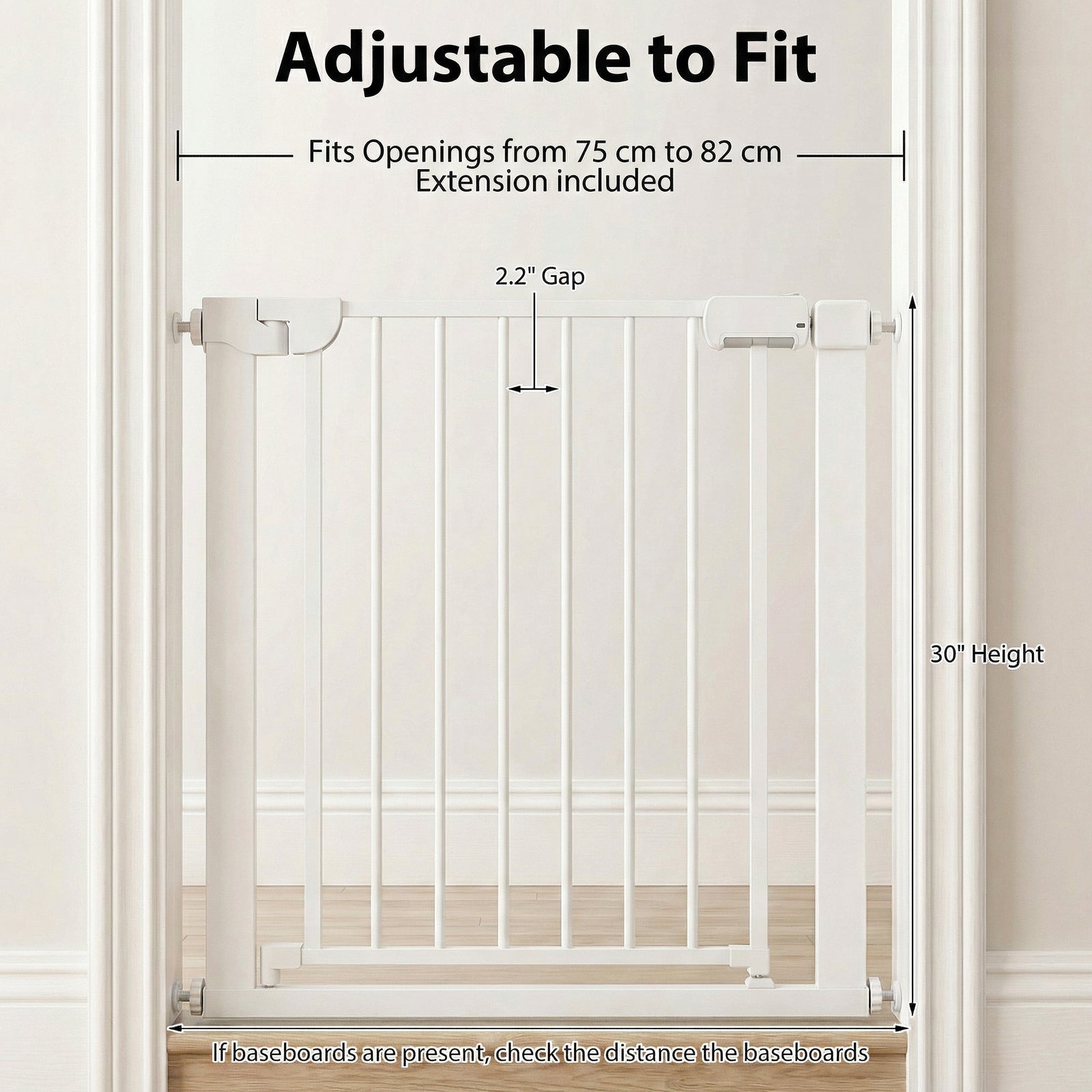 Pressure Mounted Auto-Close Baby Gate, White Pet Gate at Gallery Canada