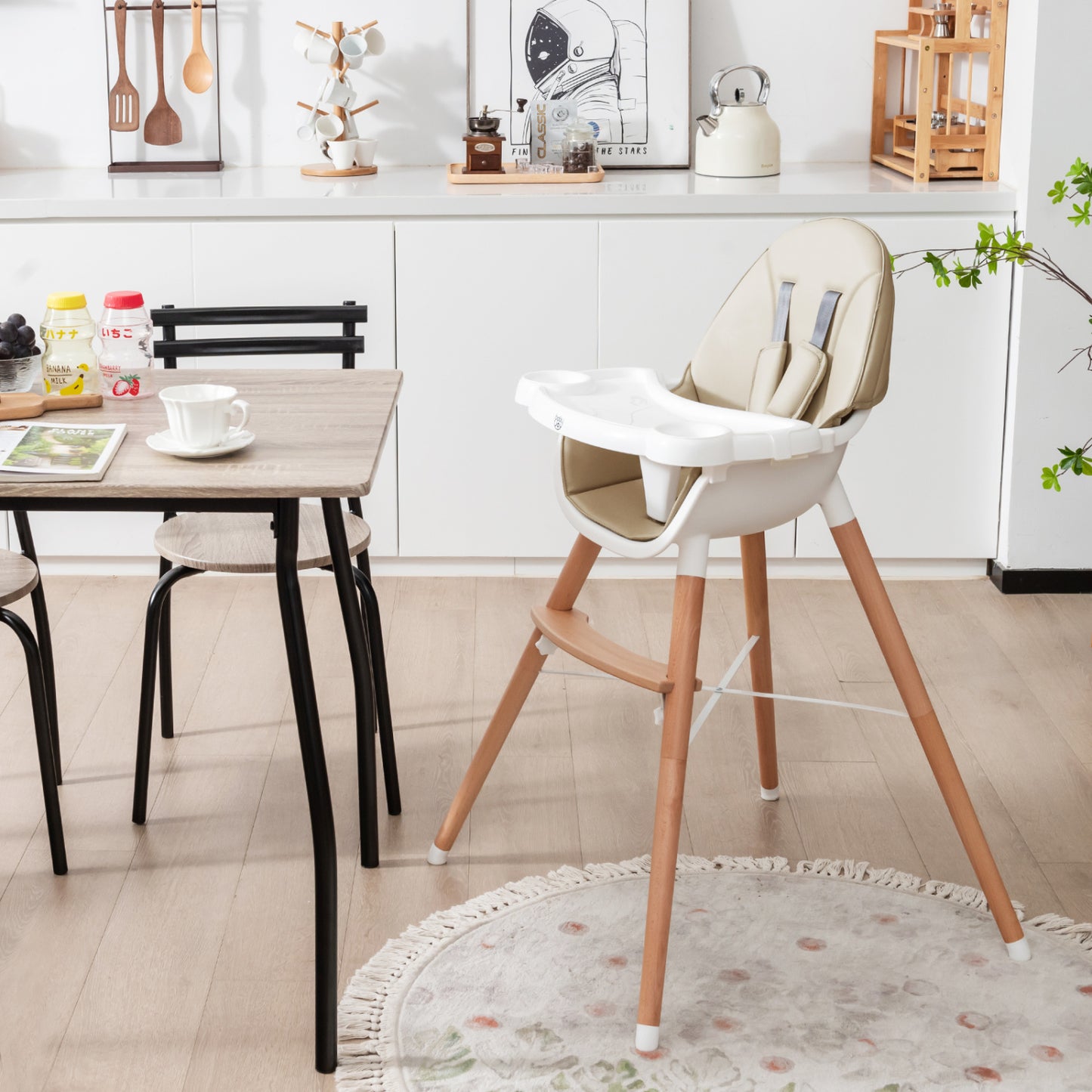 Baby High Chair, Dishwasher Safe Tray, Beige High Chairs at Gallery Canada