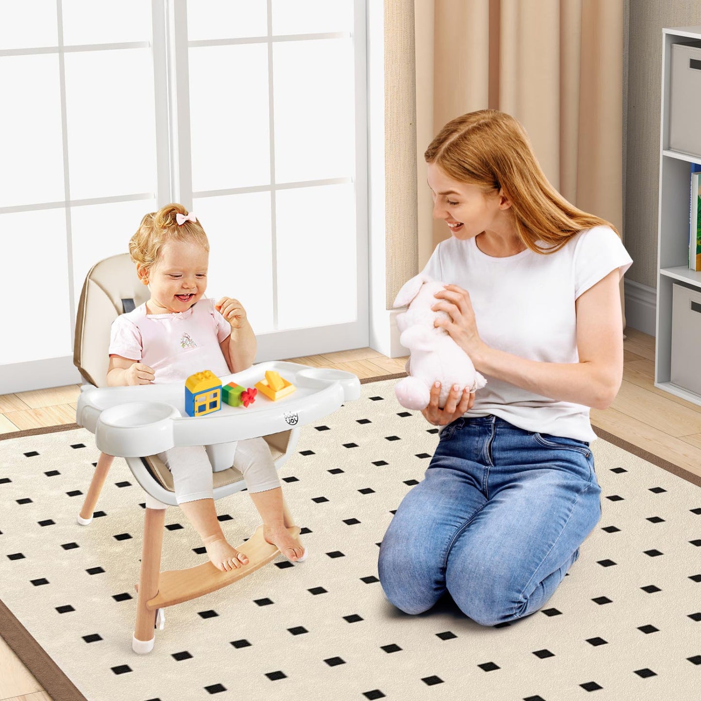 Baby High Chair, Dishwasher Safe Tray, Beige High Chairs at Gallery Canada