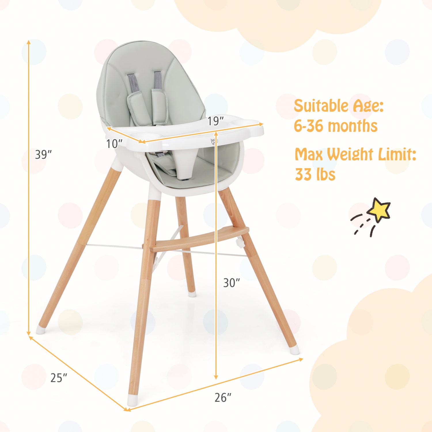 Baby High Chair, Dishwasher Safe Tray, Gray High Chairs at Gallery Canada