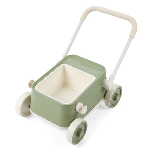 Baby Push Walker with Wheels and Foldable Handlebar and Storage Basket, Green Baby Activity Green at Gallery Canada