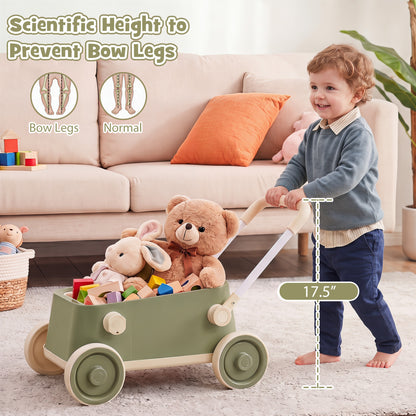 Baby Push Walker with Wheels and Foldable Handlebar and Storage Basket, Green Baby Activity at Gallery Canada