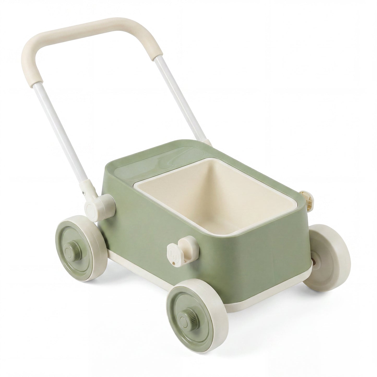 Baby Push Walker with Wheels and Foldable Handlebar and Storage Basket, Green Baby Activity at Gallery Canada