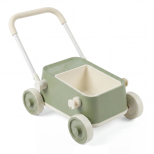 Baby Push Walker with Wheels and Foldable Handlebar and Storage Basket, Green Baby Activity Green at Gallery Canada