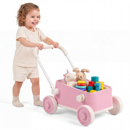 Baby Push Walker with Wheels and Foldable Handlebar and Storage Basket, Pink Baby Activity at Gallery Canada