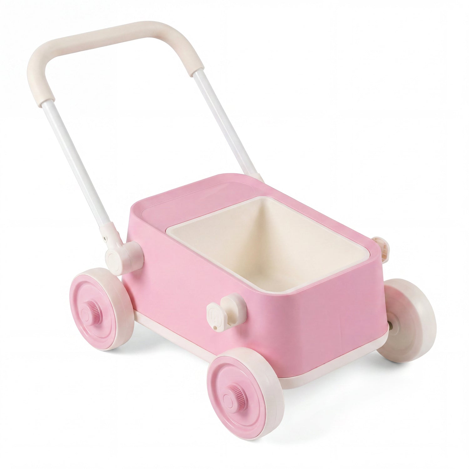 Baby Push Walker with Wheels and Foldable Handlebar and Storage Basket, Pink Baby Activity Pink at Gallery Canada