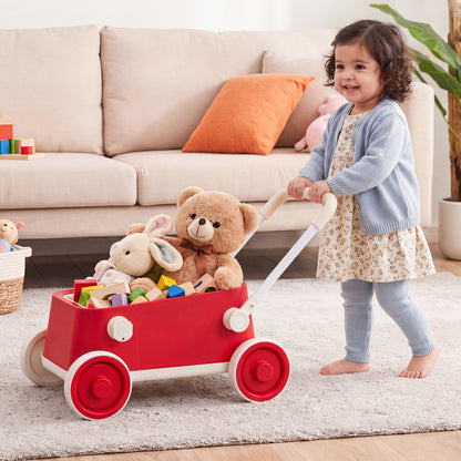 Baby Push Walker with Wheels and Foldable Handlebar and Storage Basket, Red Baby Activity at Gallery Canada