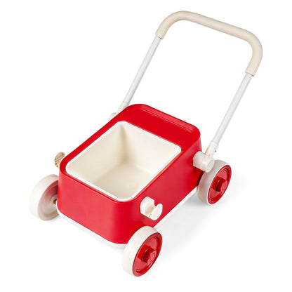 Baby Push Walker with Wheels and Foldable Handlebar and Storage Basket, Red Baby Activity Red at Gallery Canada