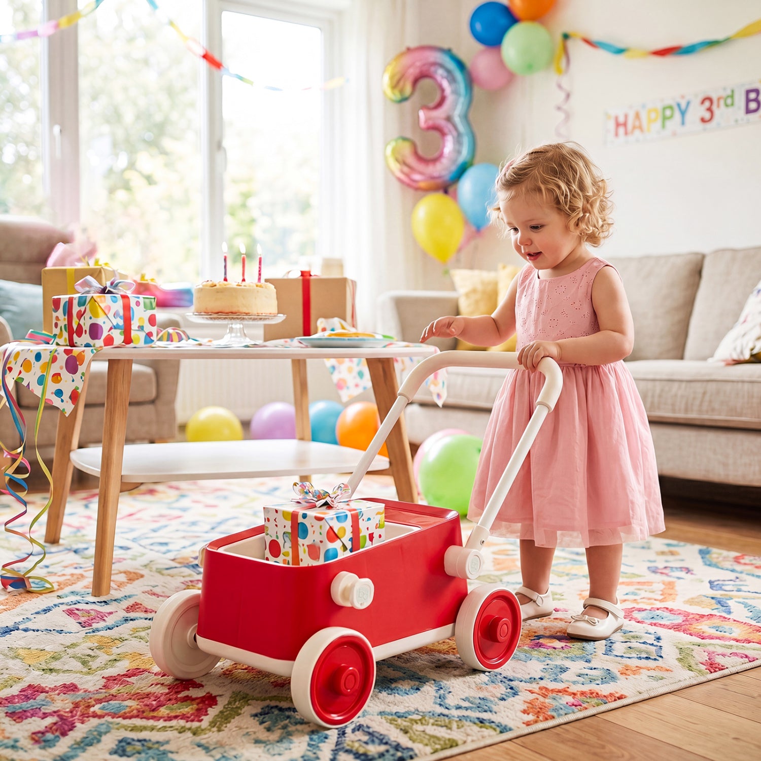 Baby Push Walker with Wheels and Foldable Handlebar and Storage Basket, Red Baby Activity at Gallery Canada