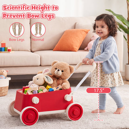 Baby Push Walker with Wheels and Foldable Handlebar and Storage Basket, Red Baby Activity at Gallery Canada