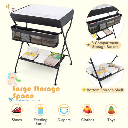 Baby Diaper Changing Table, Folding, Black Changing Tables at Gallery Canada