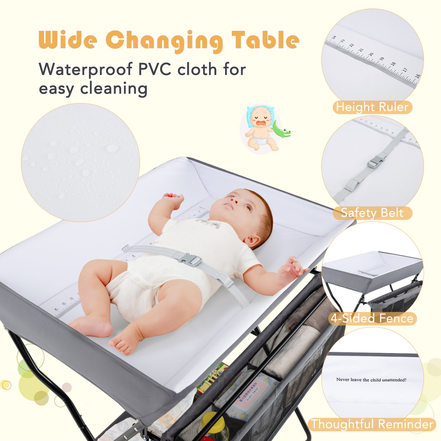 Baby Diaper Changing Table, Folding, Gray Changing Tables at Gallery Canada