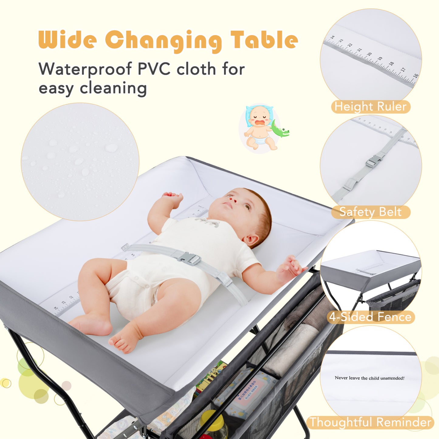 Baby Diaper Changing Table, Folding, Gray Changing Tables at Gallery Canada