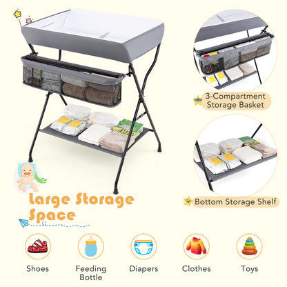 Baby Diaper Changing Table, Folding, Gray Changing Tables at Gallery Canada