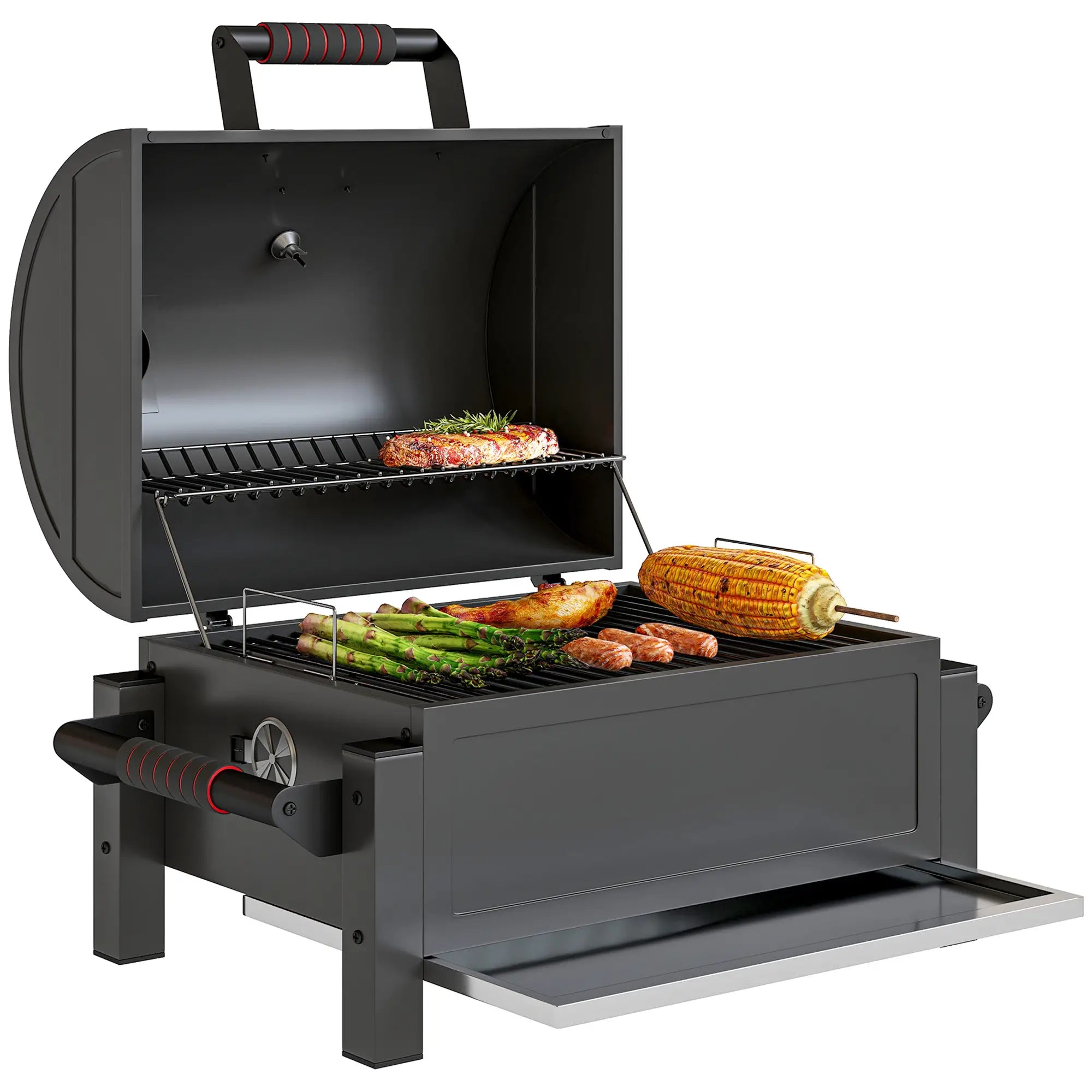 Portable Tabletop Charcoal Smoker, Ash Catcher, Thermometer, Black Charcoal BBQ Grils at Gallery Canada