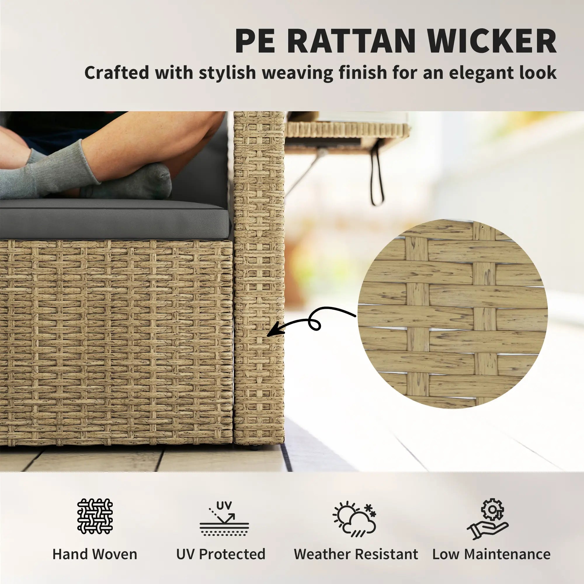 Wicker Outdoor Sofa With Side Trays, With Cushions, Light Grey Patio Furniture Sets at Gallery Canada